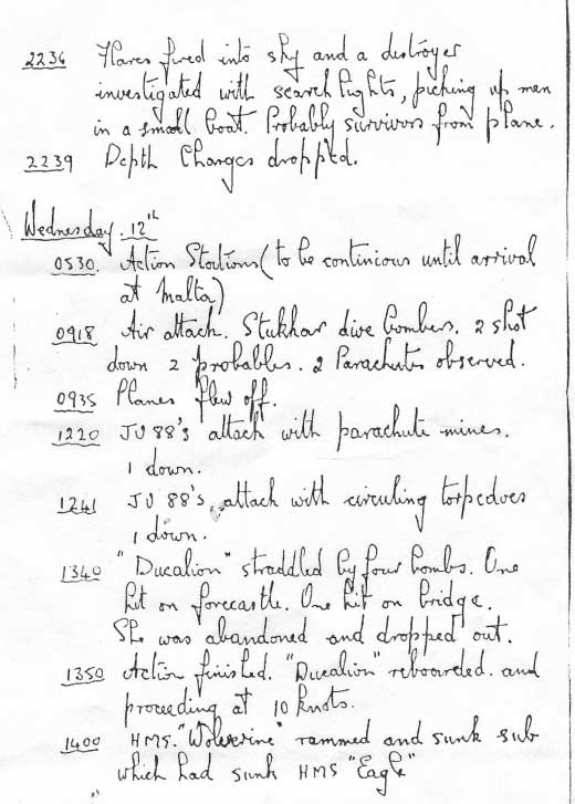 hand written account of "The Battle of Malta"