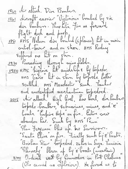 hand written account of "The Battle of Malta"