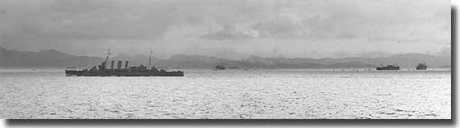 HMAS Canberra at Tulagi during the Solomons landings August 8 1942