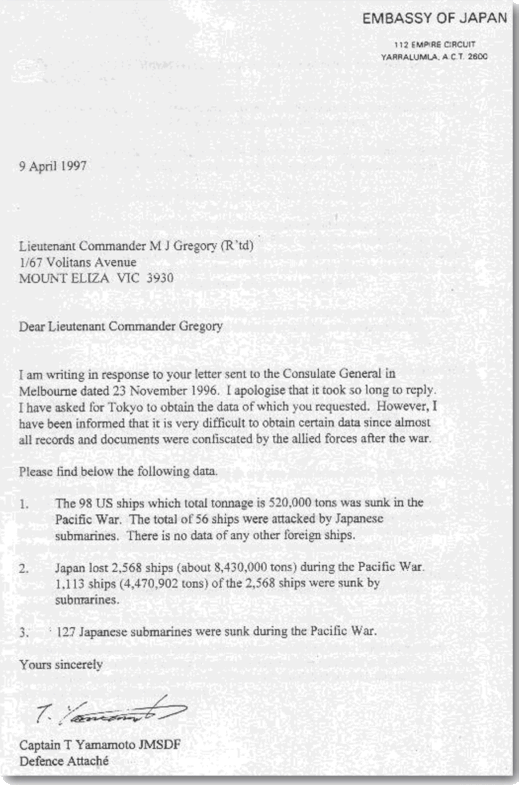 Letter from Japan Embassy
