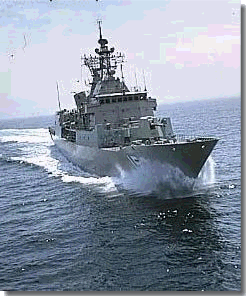 HMAS Warramunga doing sea trials before commissioning last year.