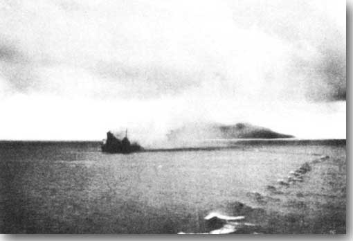 Canberra damaged and sinking