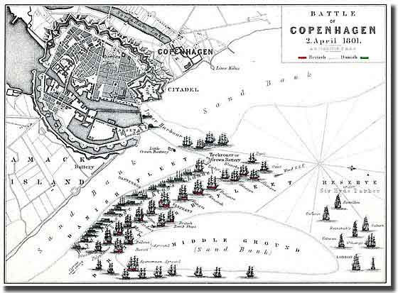 Map of the Battle of Copenhagen the 2nd. of April 1801