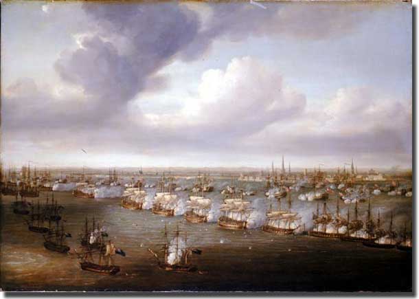 The Battle of Copenhagen, as painted by Nicholas Pocock