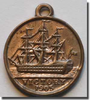 The rarer version of the HMS Victory Medalets showing the port side of HMS Victory