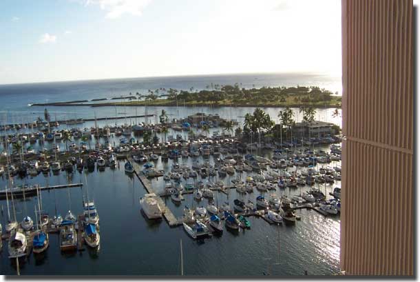 Scene out of our window at the Hawaii Prince Hotel