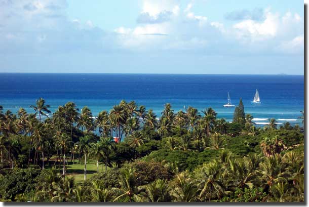 Scene from the balcony of the Outrigger Luana Condiminium