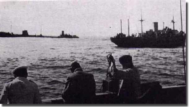 Charlotte Schliemann on the left with the Speybank, renamed Doggerbank