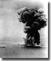 The mighty 72,000 ton Japanese Battleship Yamato blows up on the 7th. of April 1945 - click to read more