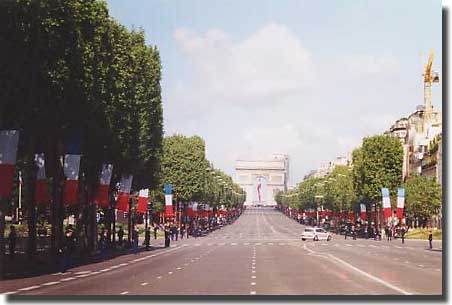 A rare sight of Champs-Elysees with only one car