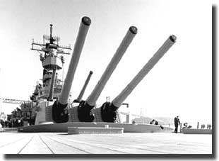 The mighty 16 inch guns of USS Missouri