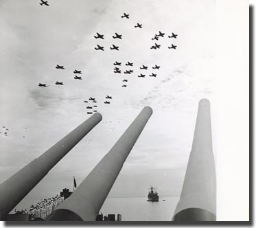 The fly past USS Missouri, Tokyo Bay Sunday the 2nd. of September 1945