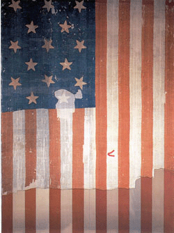 The original Star Spanged Banner held at the Smithsonian's National Museum of American History. It inspired Francis Scott Keys to write his poem that became the United States National Anthem.