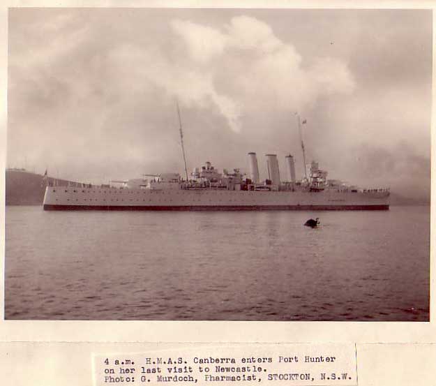 Canberra entering Port Hunter, June 1942
 