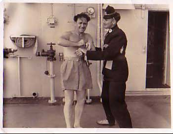 HMAS Canberra Dressed up for Crossing the Line Ceremony