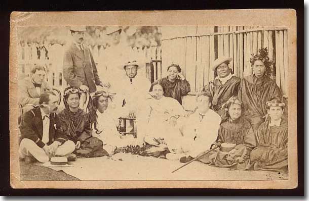 The Duke of Edinburgh, front left, visits Royalty ( Tahitian ladies ) in 1870 