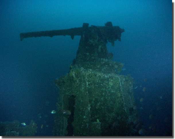 Ship's gun mounted to give her some protection