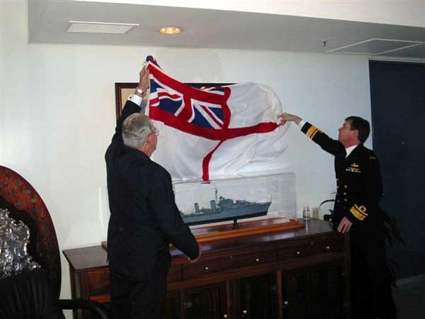 Uunveiling the Shropshire prints in the Shropshire Room at HMAS Kuttabul