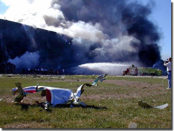 Wreckageof AA Flight 77 on the Pentagon lawn