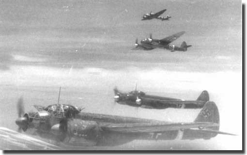 A flight of German JU 88's in the raid on Bari, December 1943