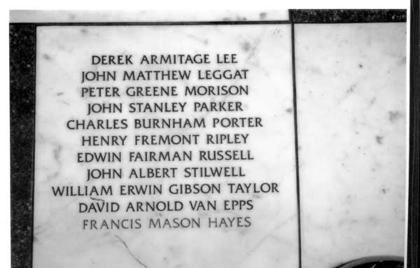 Memorial Stone in The Painted Hall of the Old Royal Naval College in Greenwich, London