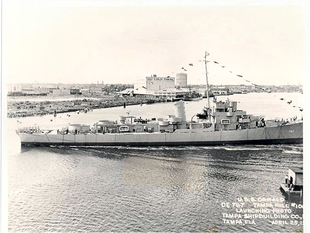 Launching photo of USS OSWALD