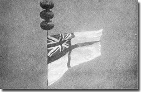 The White Ensign attached to the port inner shaft of the HMS Repulse, ninety feet (30 m) down in the South China Sea