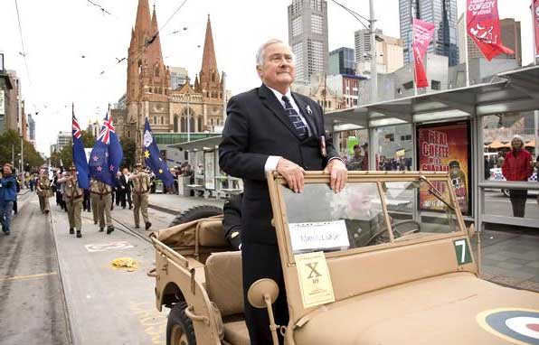 Mac Gregory Melbourne 2009 Anzac Day March from a WW2 Jeep
