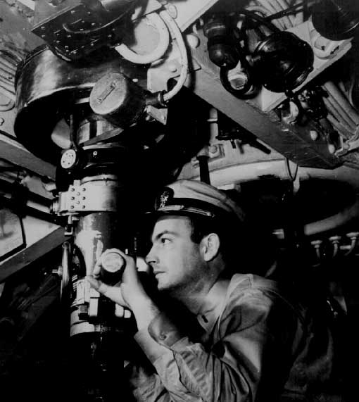 At the periscope of US Submarine WW2 in the Pacific.