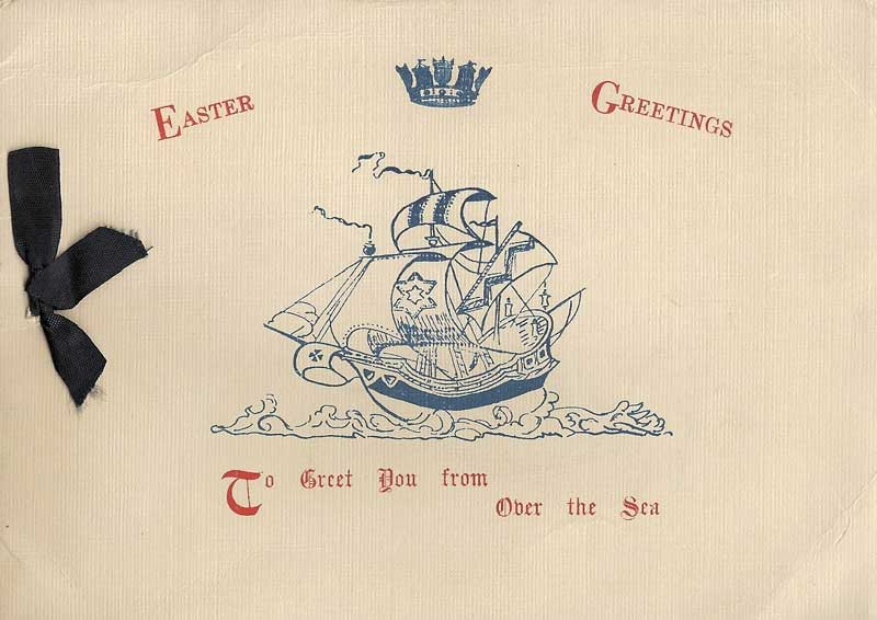 Easter Greeting card, H.M.S. Electra. dated 1940