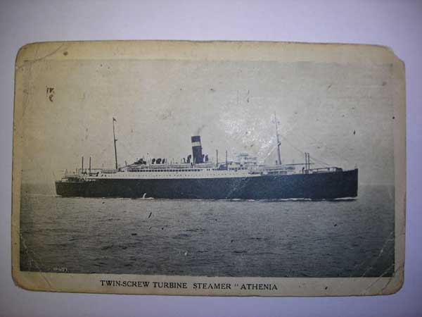 SS Athenia Postcard
