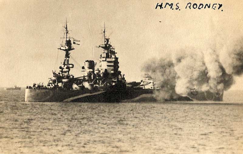 HMS Rodney On the back of the photo it says:
 Firing guns July 1944 Normandy