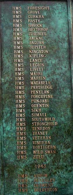 Column 3 New Memorial at Chatham to record names of Royal Navy and Dominion Destroyers sunk in WW2 over 1939-1945