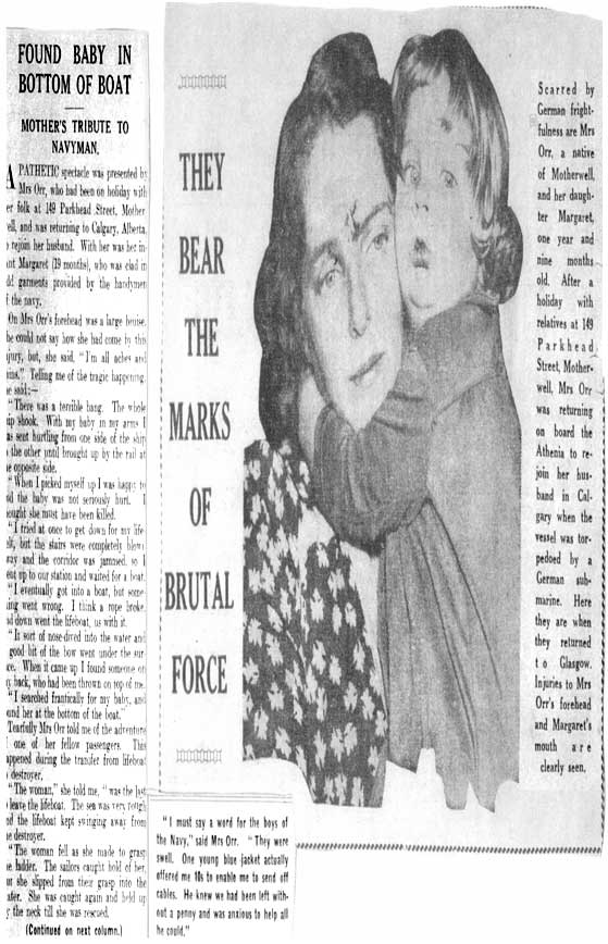 Athenia newspaper article