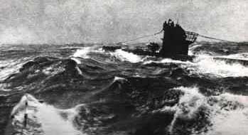 U-Boat on Patrol North Atlantic WW2.