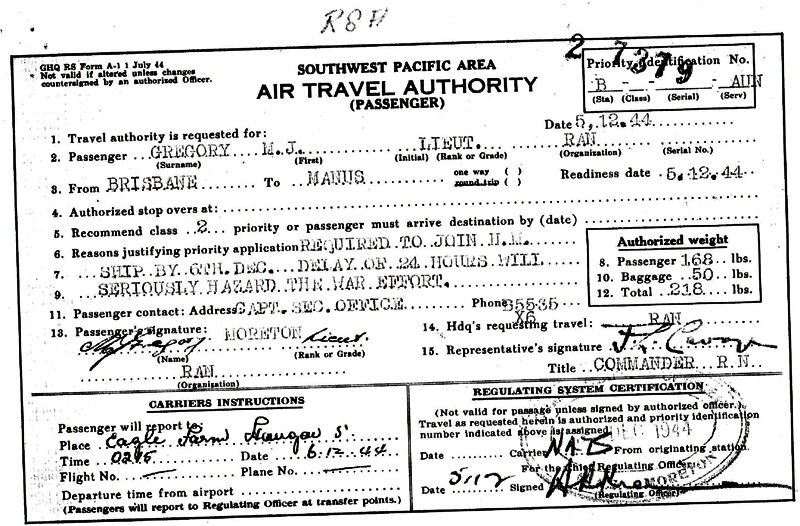 Mac's 1944 Travel Document