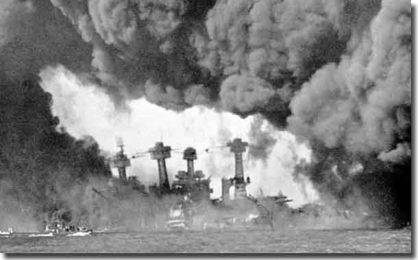 USS Tennessee damaged at Pearl Harbor