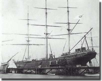 CSS Shenandoah high and dry in the graving dock at Williamstown, a suburb of my own city of Melbourne. February, 1865.