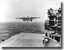 B-25 takes off from USS Hornet.18th. April 1942