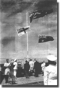 Flagpole at the site of RAN Cruisers Memorial Cairn at Queenscliff.