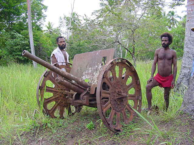 Japanese field gun at Tadji airstrip in Aitape