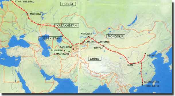 Map of our journey, Hong Kong to St Petersburg