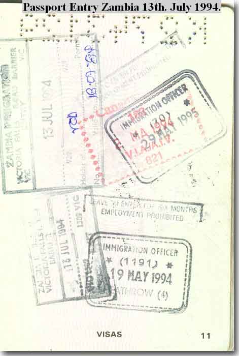 Passport entry Zambia