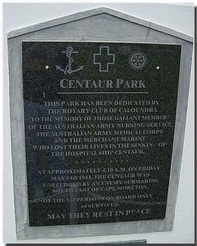 Memorial Plaque at Centaur Park, Caloundra Queensland