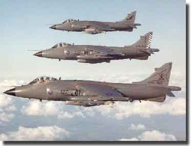 Fleet Air Arm Sea Harriers in action in Falklands War