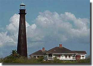 Bolivar Point Light in Galveston Bay Texas one of 3 black lighthouses