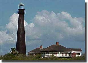 Bolivar Point Light in Galveston Bay Texas one of 3 black lighthouses