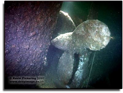 The intact propellor of U767, 58 years after her sinking in 1944.