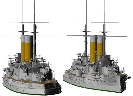 Russian battleship Slava 3 her sisterships perished with all hands and one was captured by the Japanese