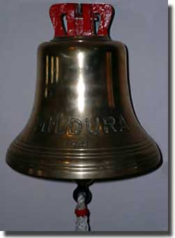 Example of a ship's bell, here is a photograph of the bell from WW2 Australian Mine Sweeper or Corvette HMAS Mildura